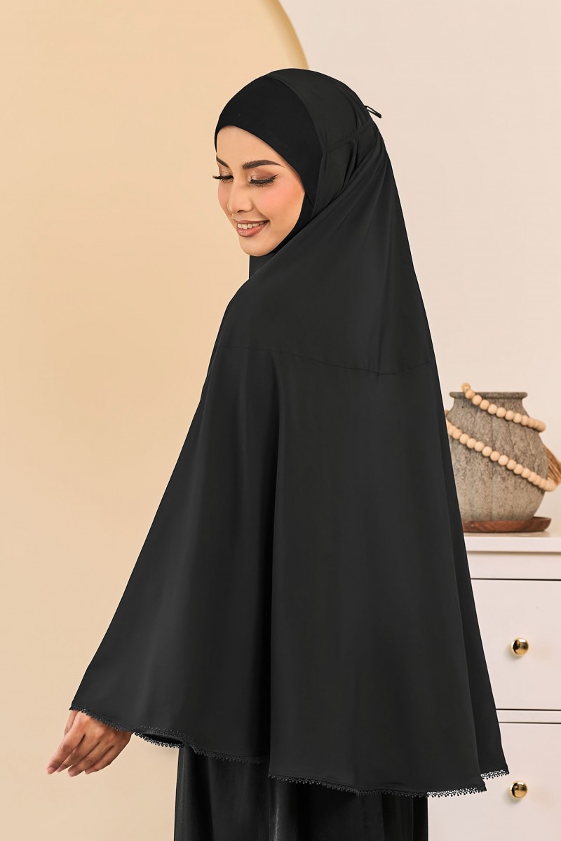 NUSRATI Mini Telekung in Black (Top Only)