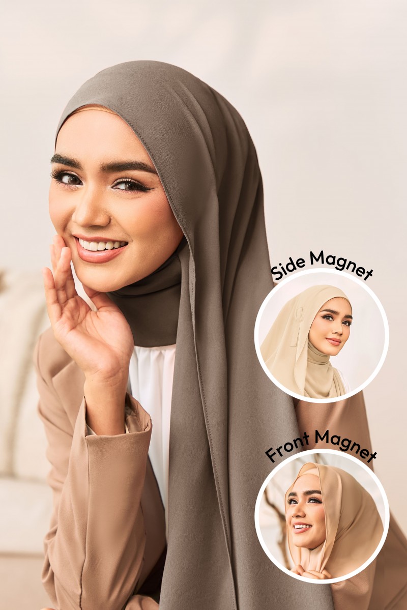 SHAMA Magnetic Long Shawl in Dark Brown