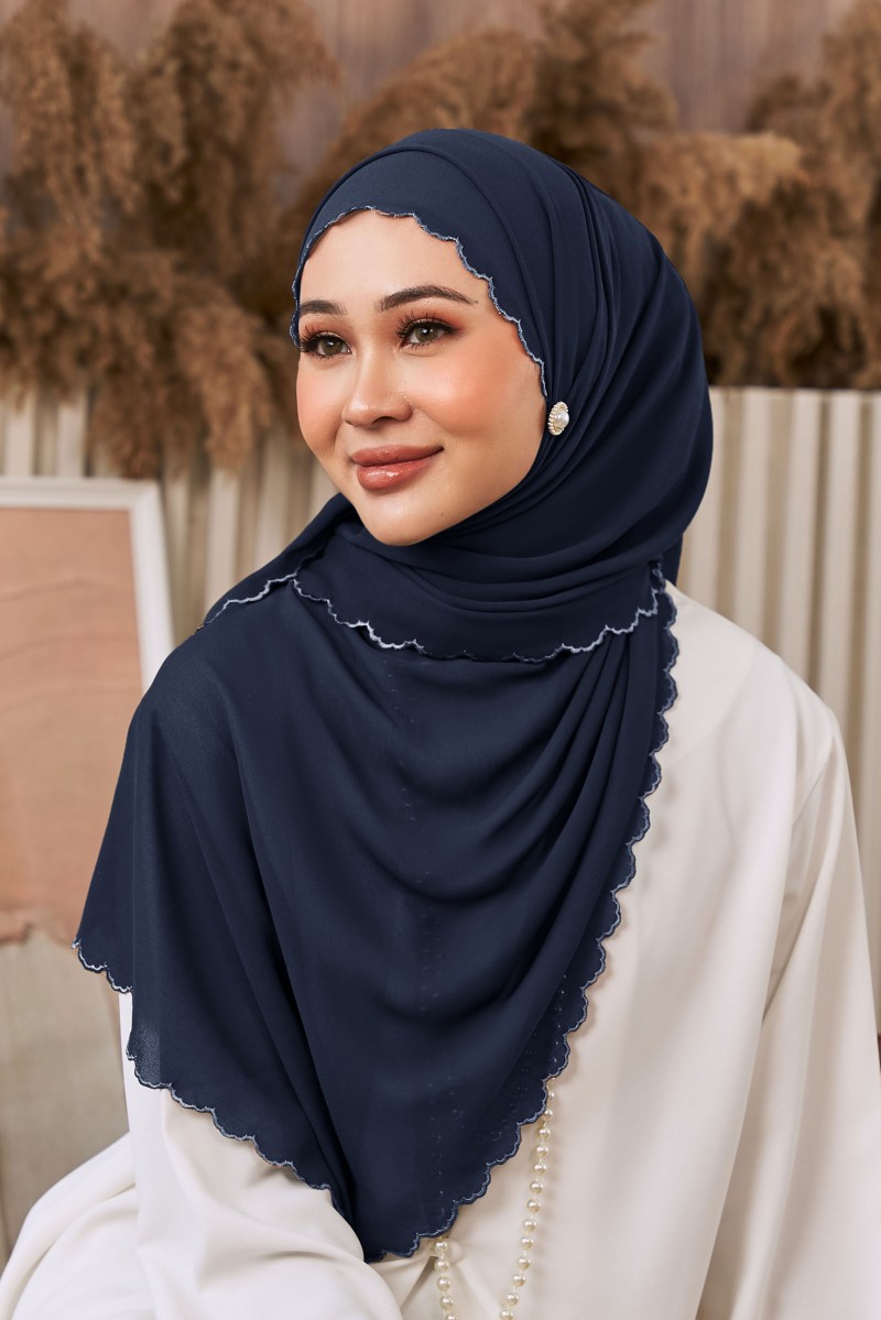 (AS-IS) REKHA Sulam Shawl in Deep Blue