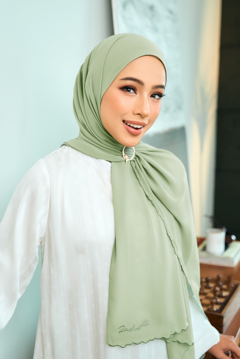 Erika Sulam Shawl in Dusty Green