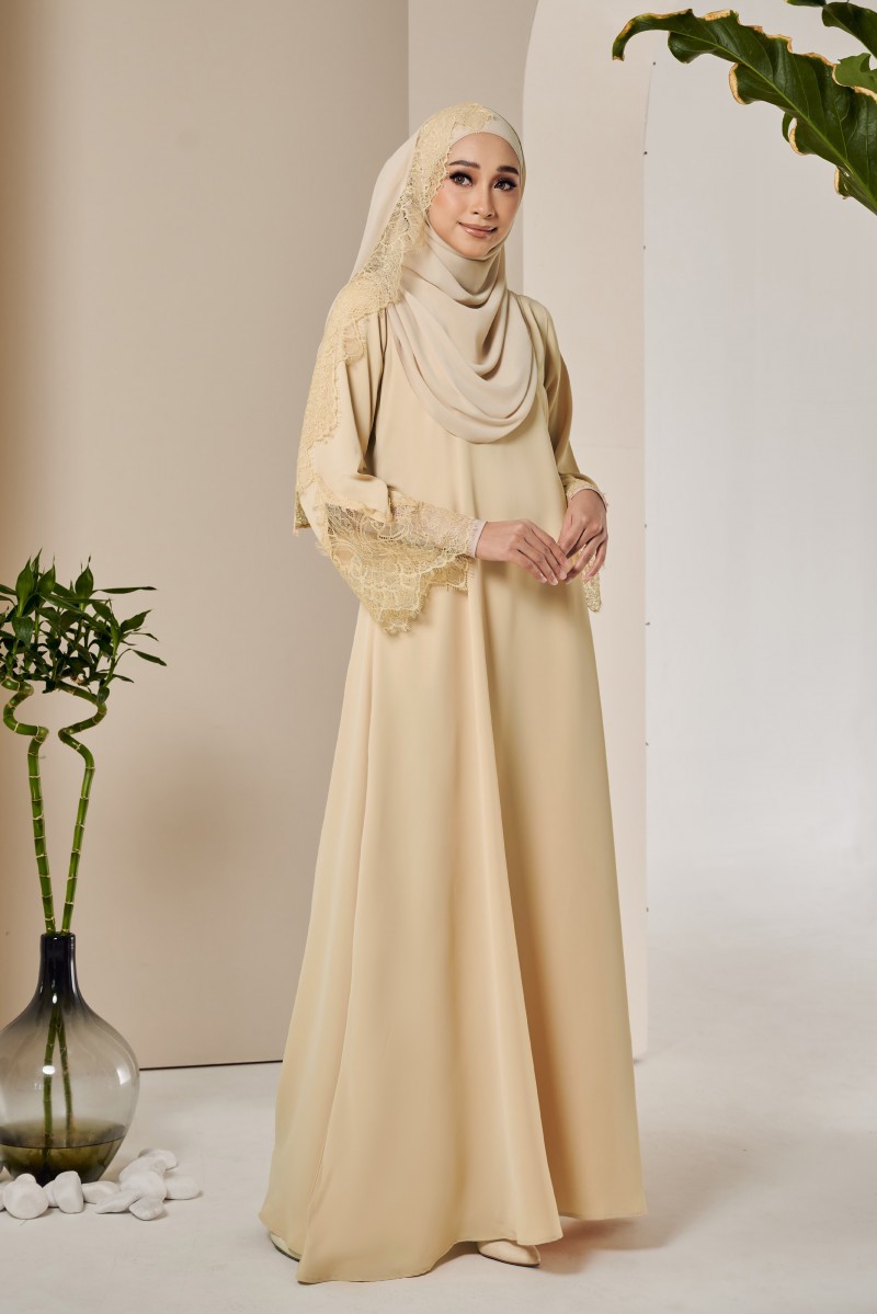 (AS-IS) AMIA Abaya in Dusty Yellow