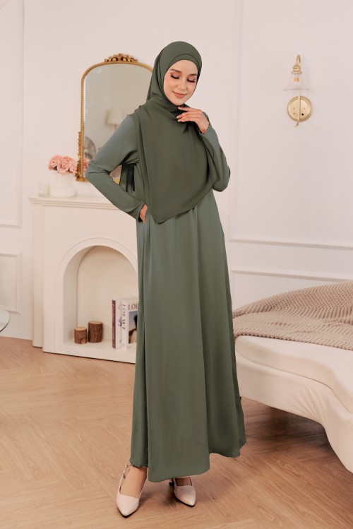 THARA Dress in Dusty Green