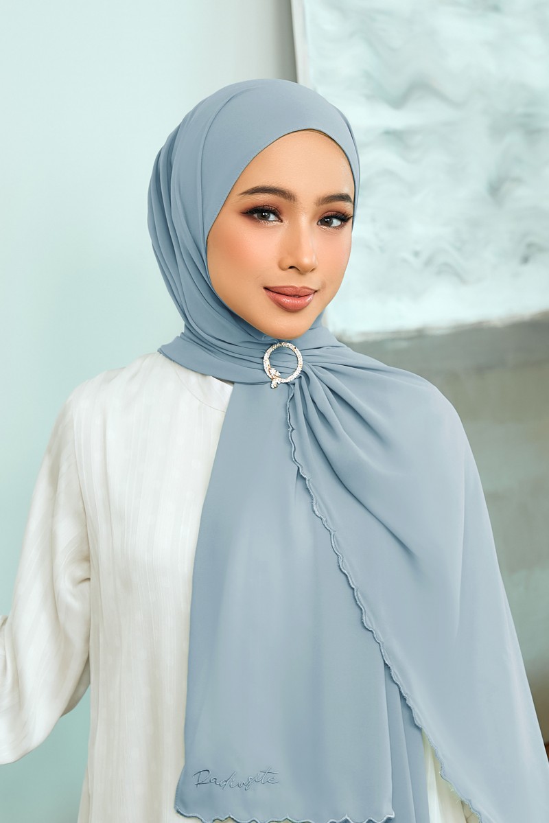 Erika Sulam Shawl in Greyish Blue