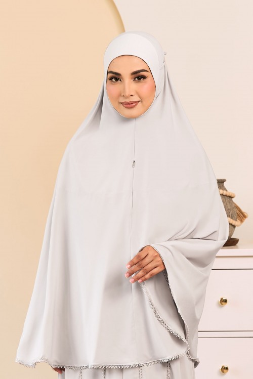 NUSRATI Mini Telekung in Light Silver (Top Only)