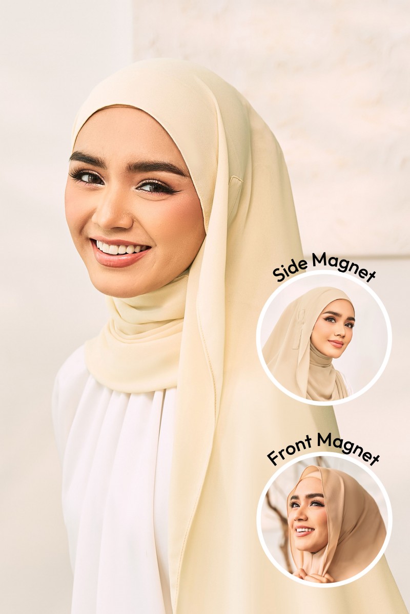 SHAMA Magnetic Long Shawl in Light Yellow