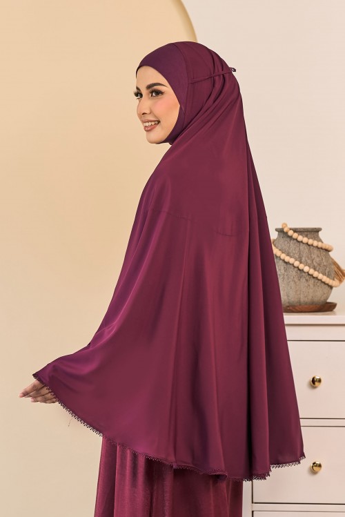 NUSRATI Mini Telekung in Burgundy (Top Only)