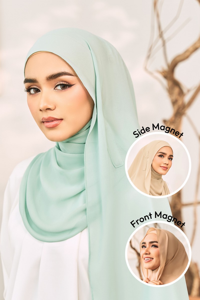 SHAMA Magnetic Long Shawl in Mint Green