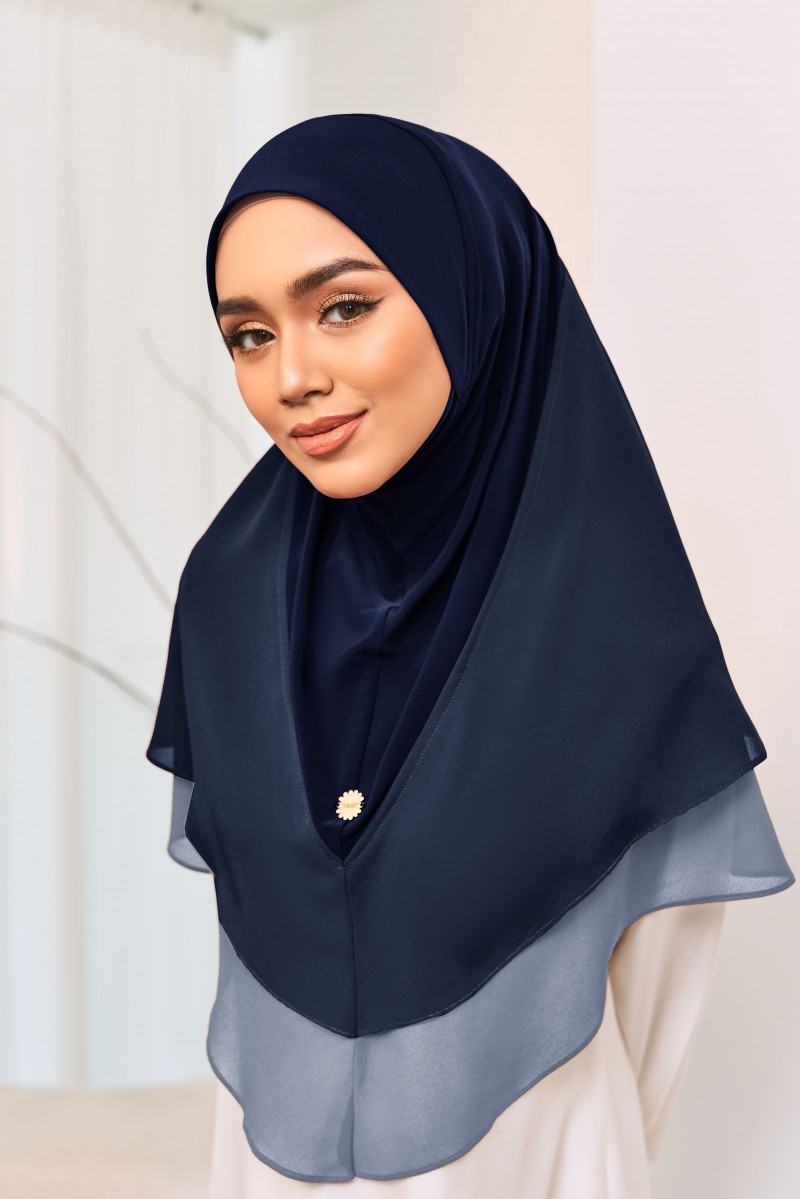 WARDA Tudung Sarung in Navy Blue