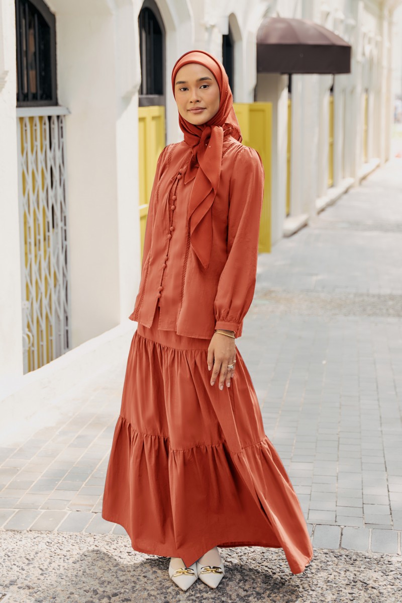 ZAREEN Coord Set in Burnt Orange