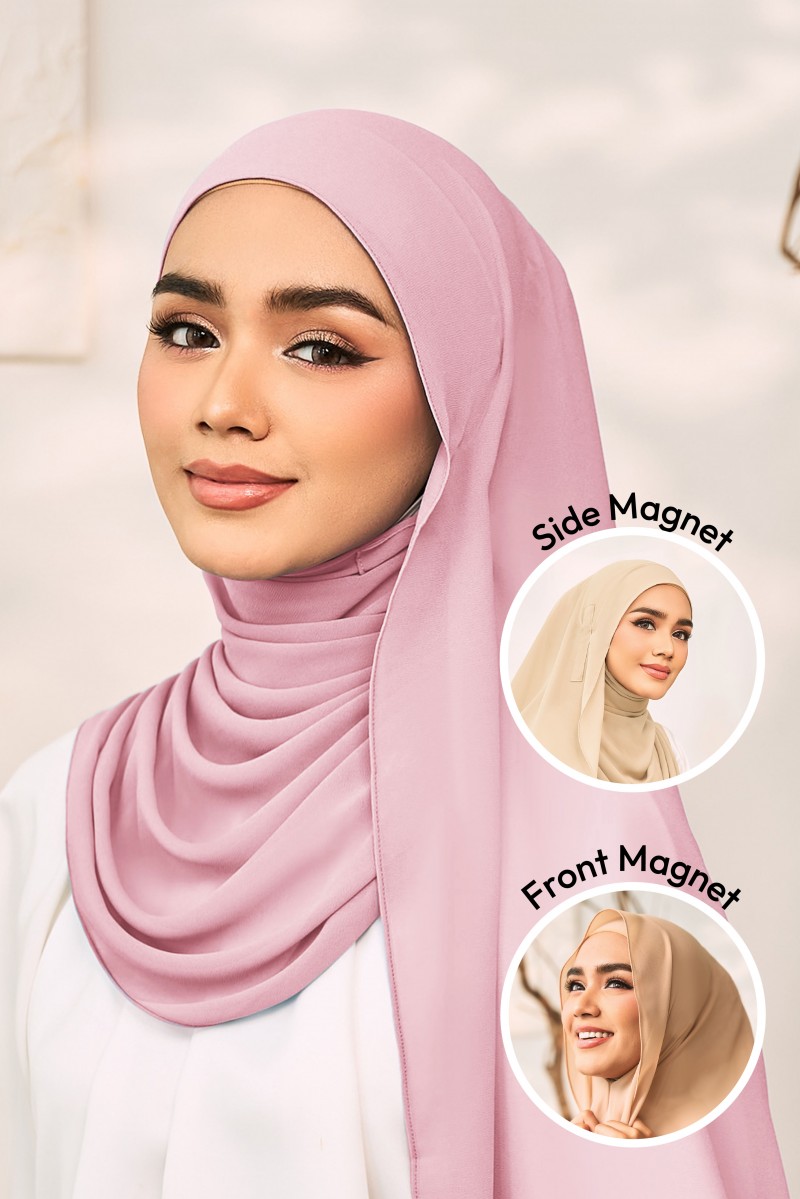 SHAMA Magnetic Long Shawl in Pink