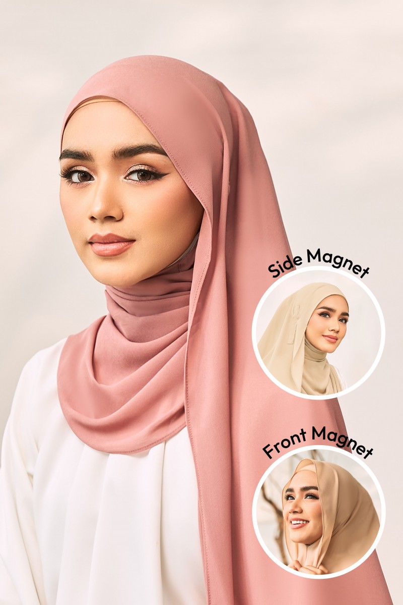 SHAMA Magnetic Long Shawl in Pink Guava