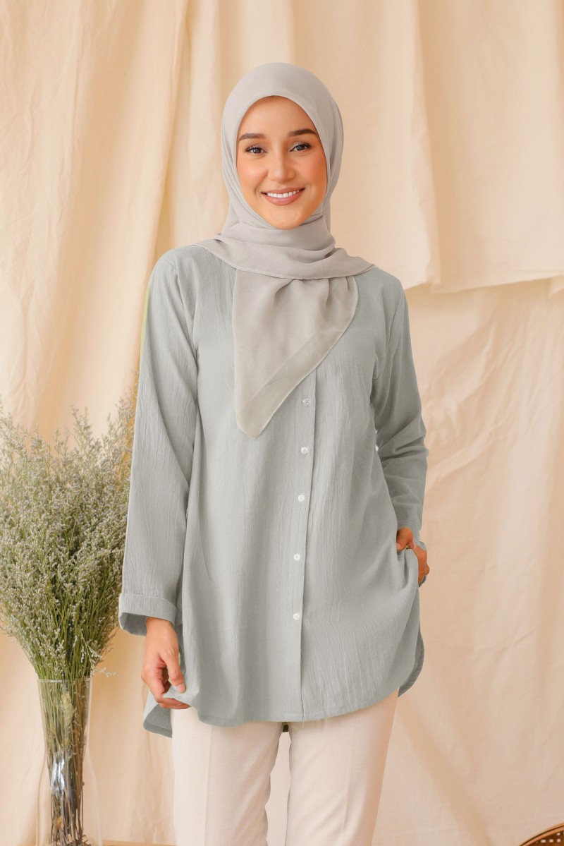 (AS-IS) Mekar Blouse in Soft Grey