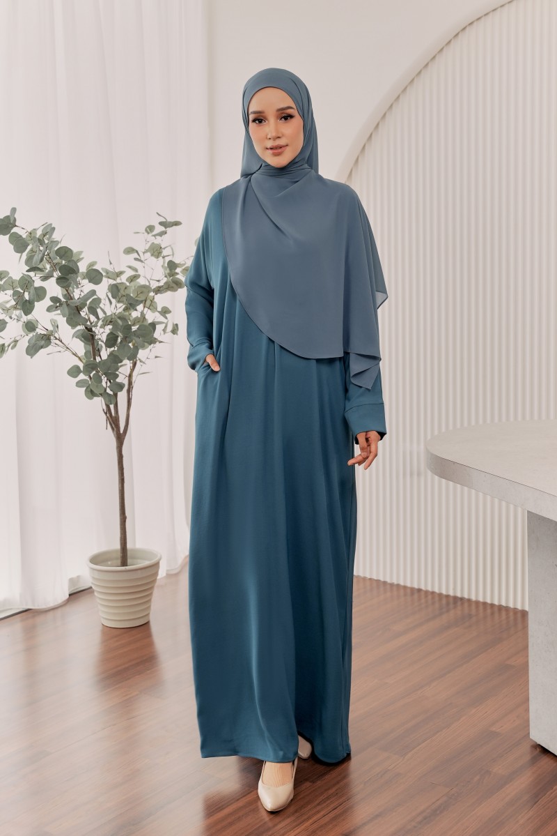 (AS-IS) BELVA Kaftan in Teal Blue