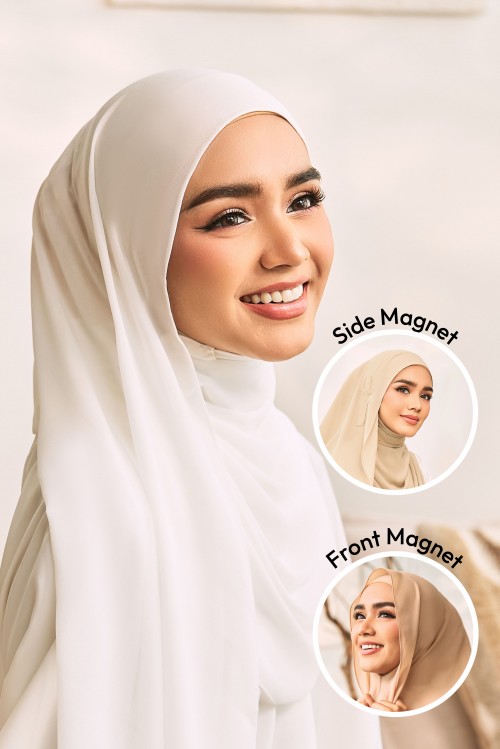 SHAMA Magnetic Long Shawl in White