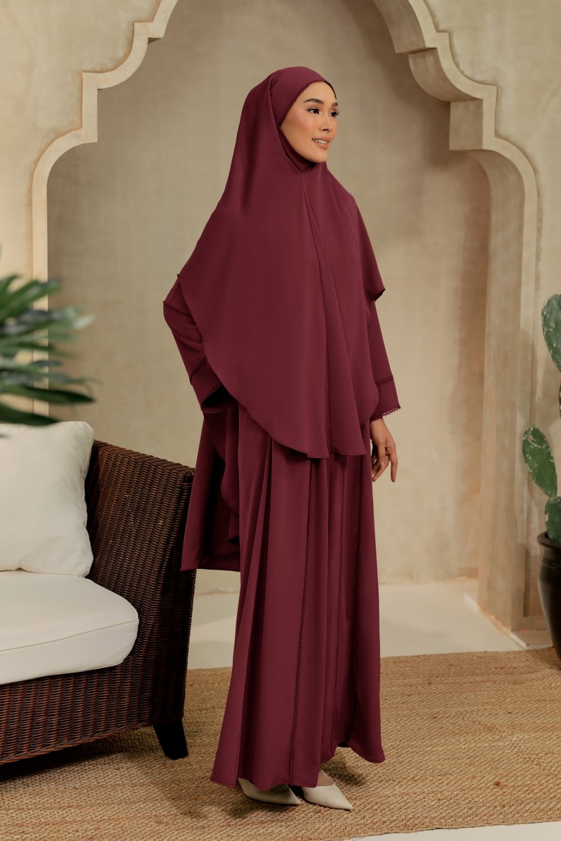 ATIKA Set Jubah with Khimar in Maroon