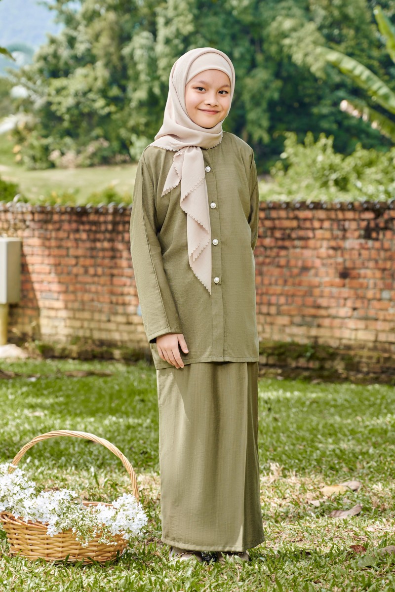 Lalita Kurung Girl in Oak Moss