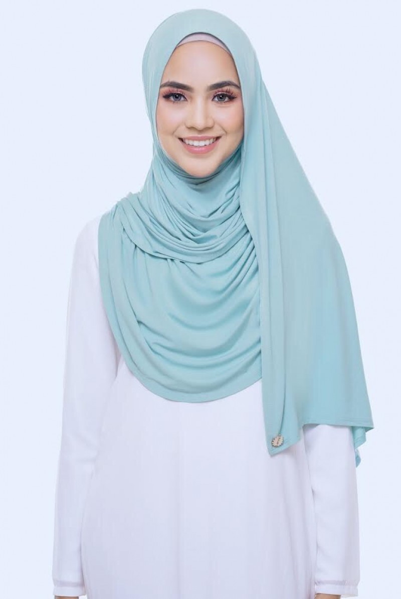 Aveen Cotton Jersey Shawl in Cyan