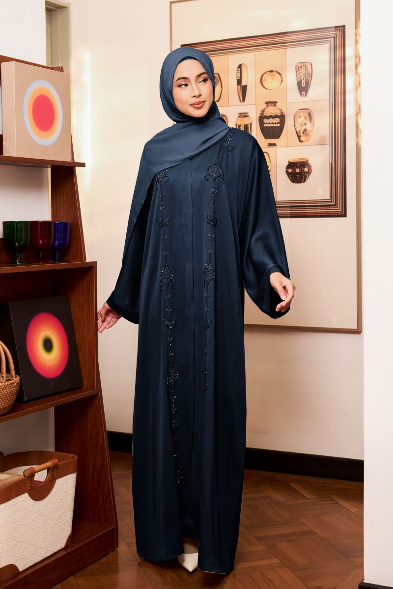 ELARA Abaya B1 in Navy Blue