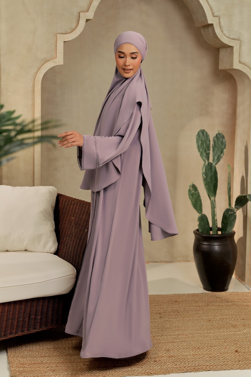 ATIKA Set Jubah with Khimar in Dusty Purple