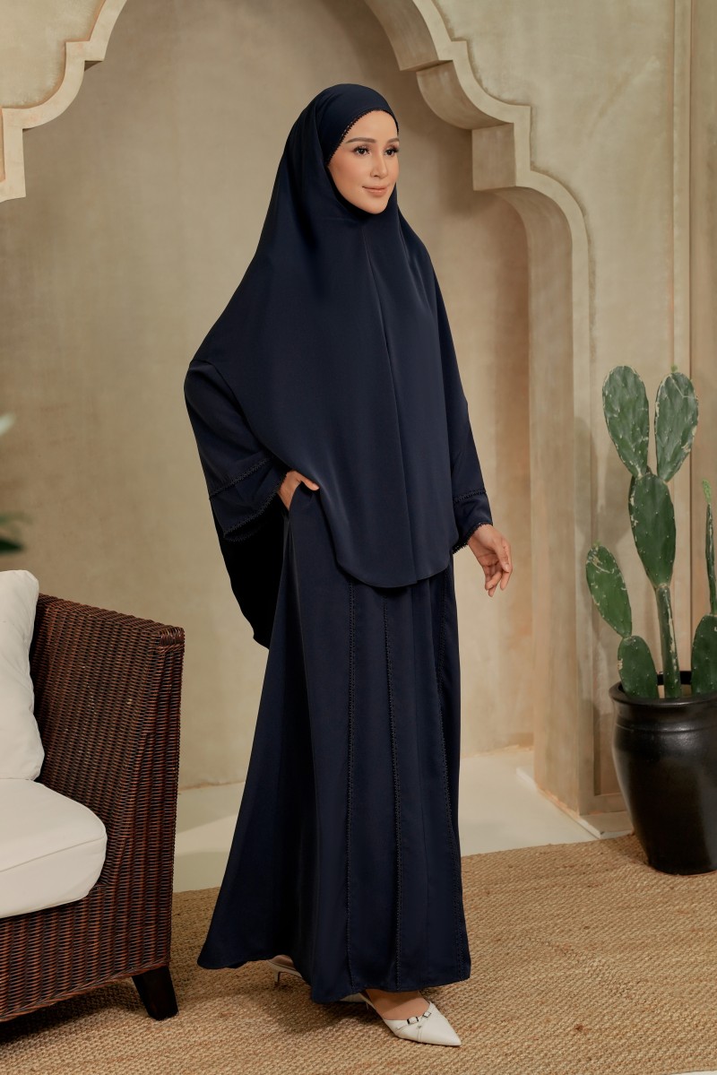 ATIKA Set Jubah with Khimar in Navy Blue