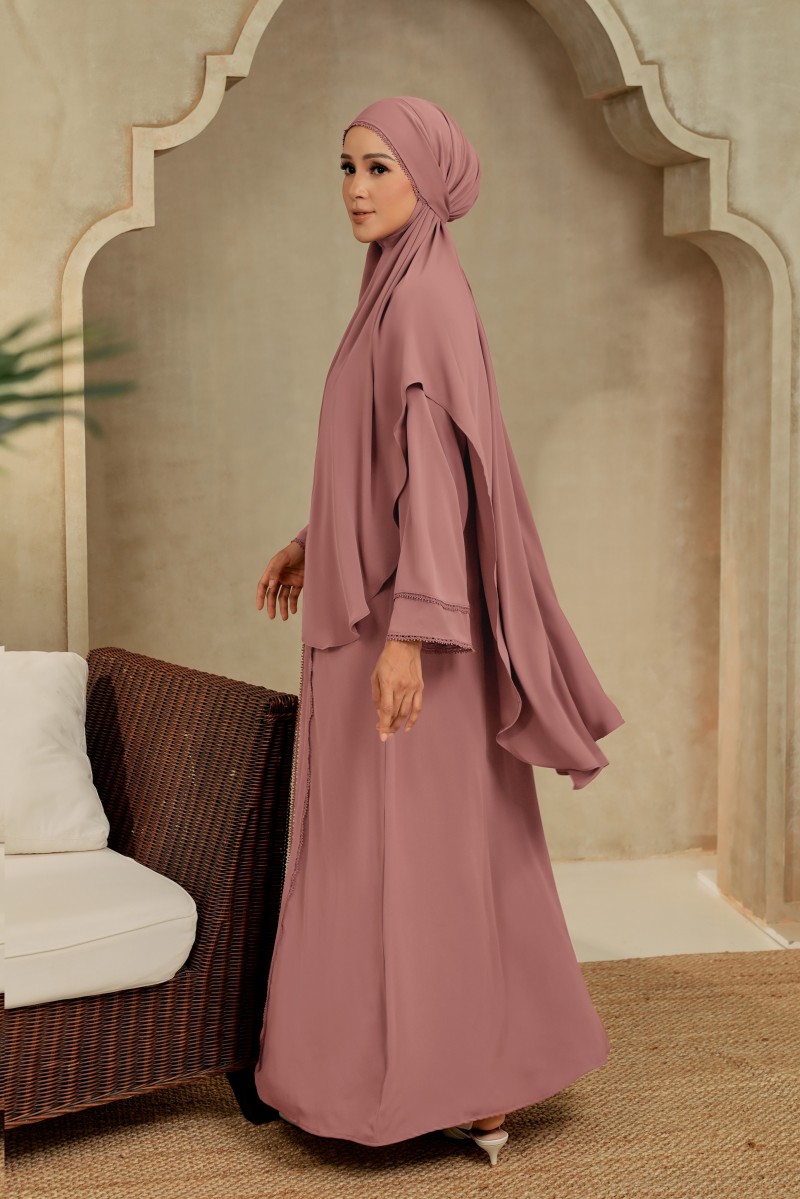 ATIKA Set Jubah with Khimar in Dusty Rose