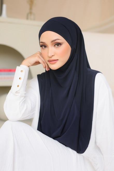 Aster Tudung Instant in Deep Blue